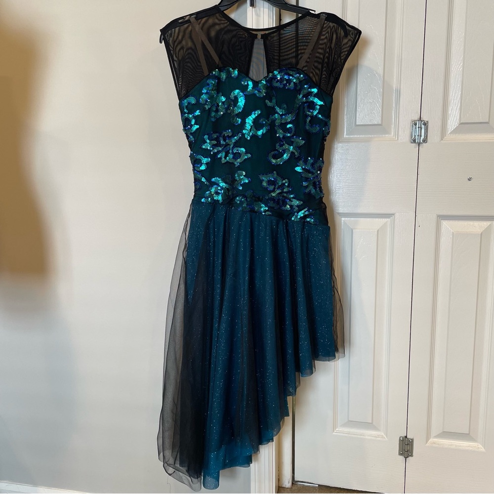 Revolution teal sequin top dance dress/ costume MA